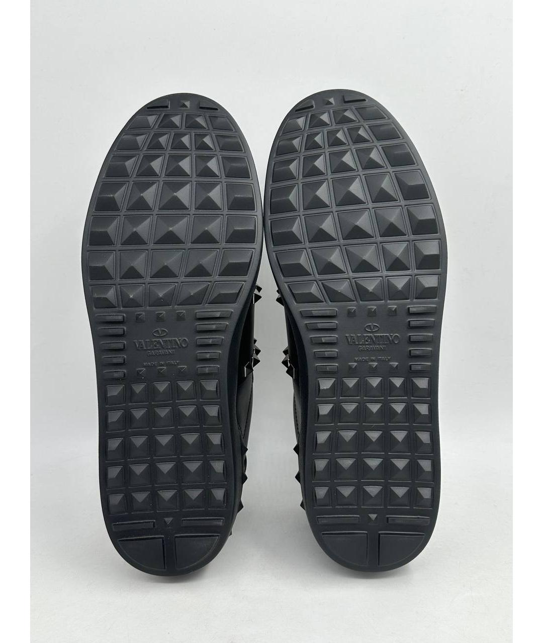 VALENTINO Черные кожаные низкие кроссовки / кеды, фото 4