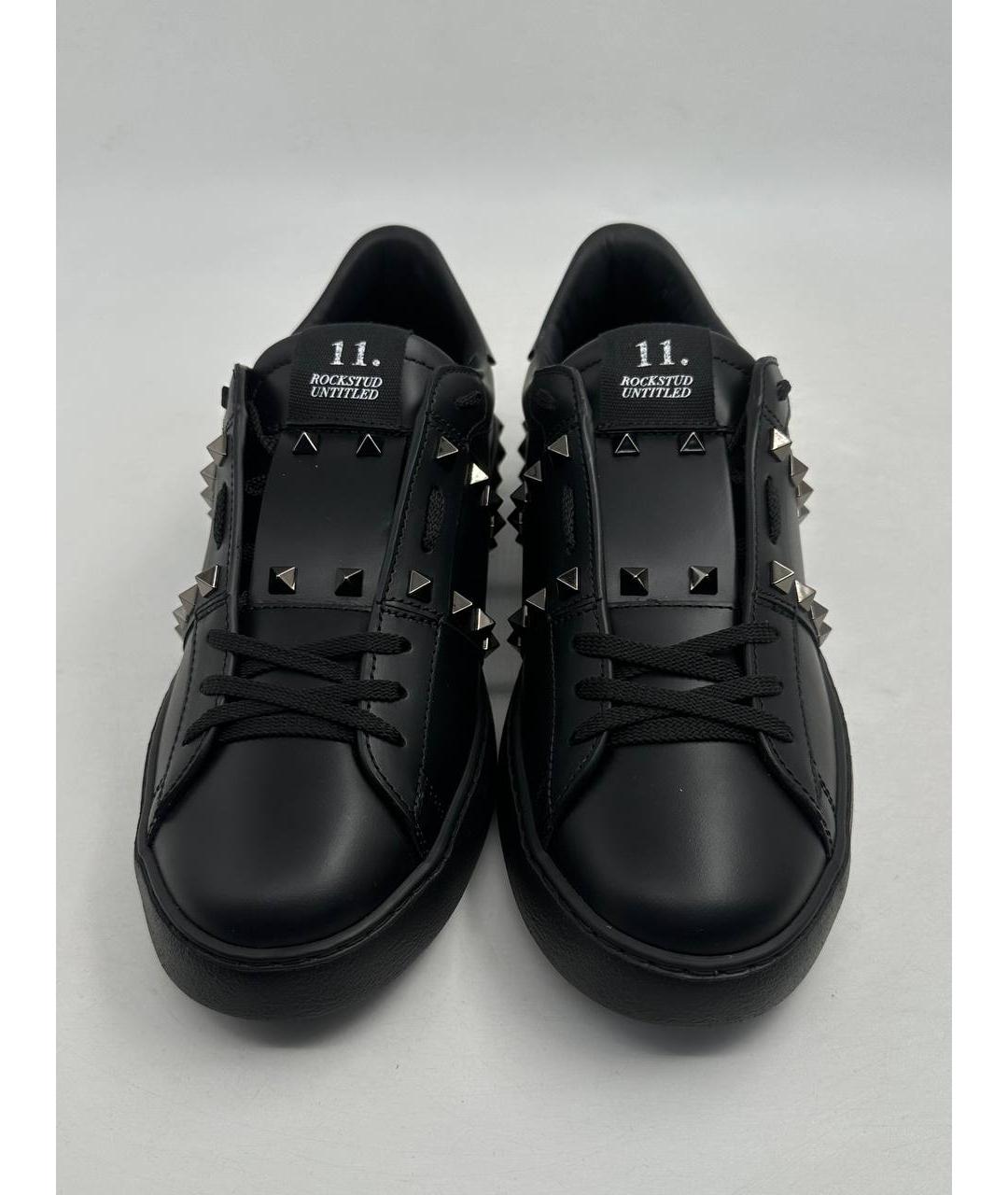 VALENTINO Черные кожаные низкие кроссовки / кеды, фото 2