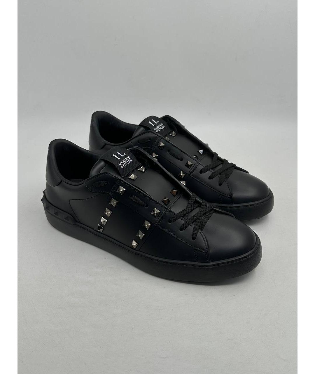 VALENTINO Черные кожаные низкие кроссовки / кеды, фото 9