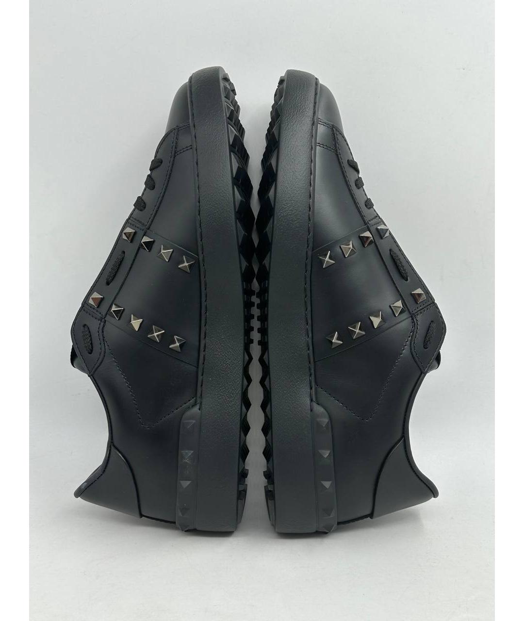 VALENTINO Черные кожаные низкие кроссовки / кеды, фото 7