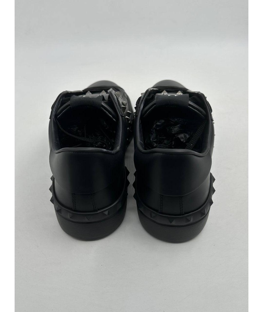 VALENTINO Черные кожаные низкие кроссовки / кеды, фото 3