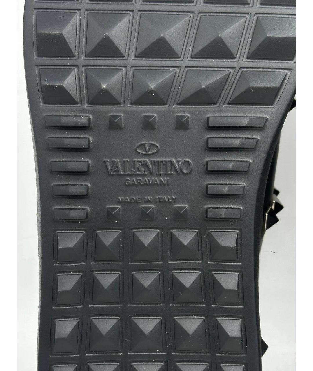 VALENTINO Черные кожаные низкие кроссовки / кеды, фото 5