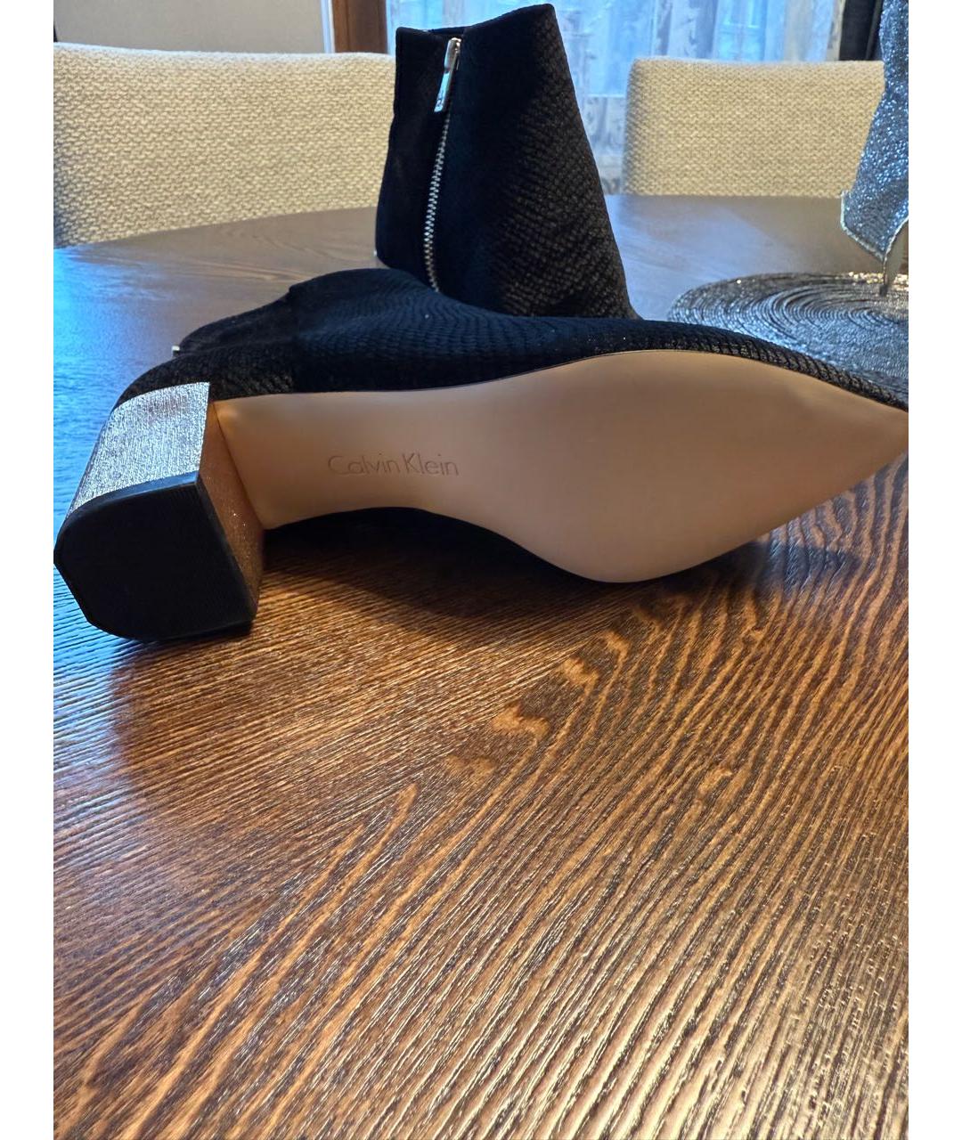 CALVIN KLEIN Черные бархатные ботильоны, фото 7