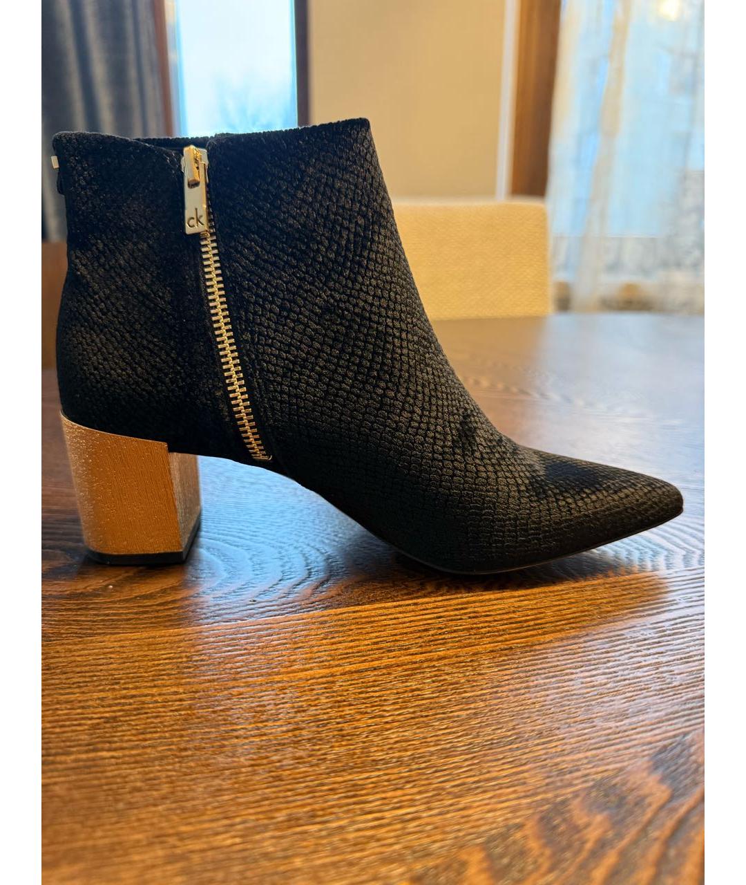 CALVIN KLEIN Черные бархатные ботильоны, фото 8