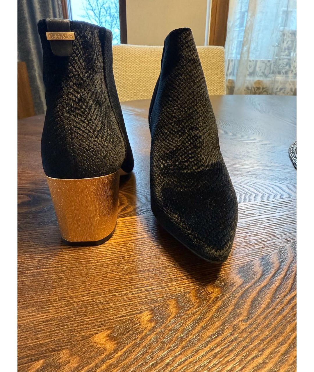 CALVIN KLEIN Черные бархатные ботильоны, фото 5