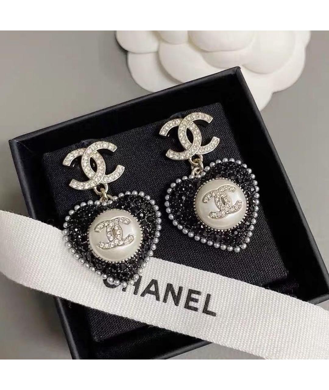 CHANEL Черные металлические серьги, фото 2