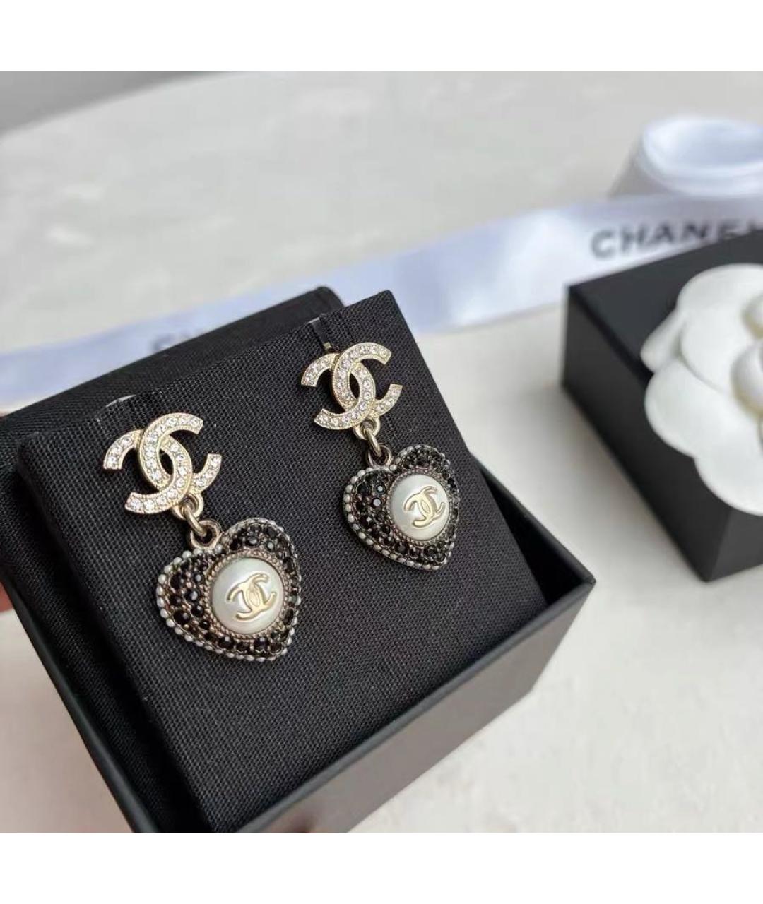 CHANEL Черные металлические серьги, фото 3