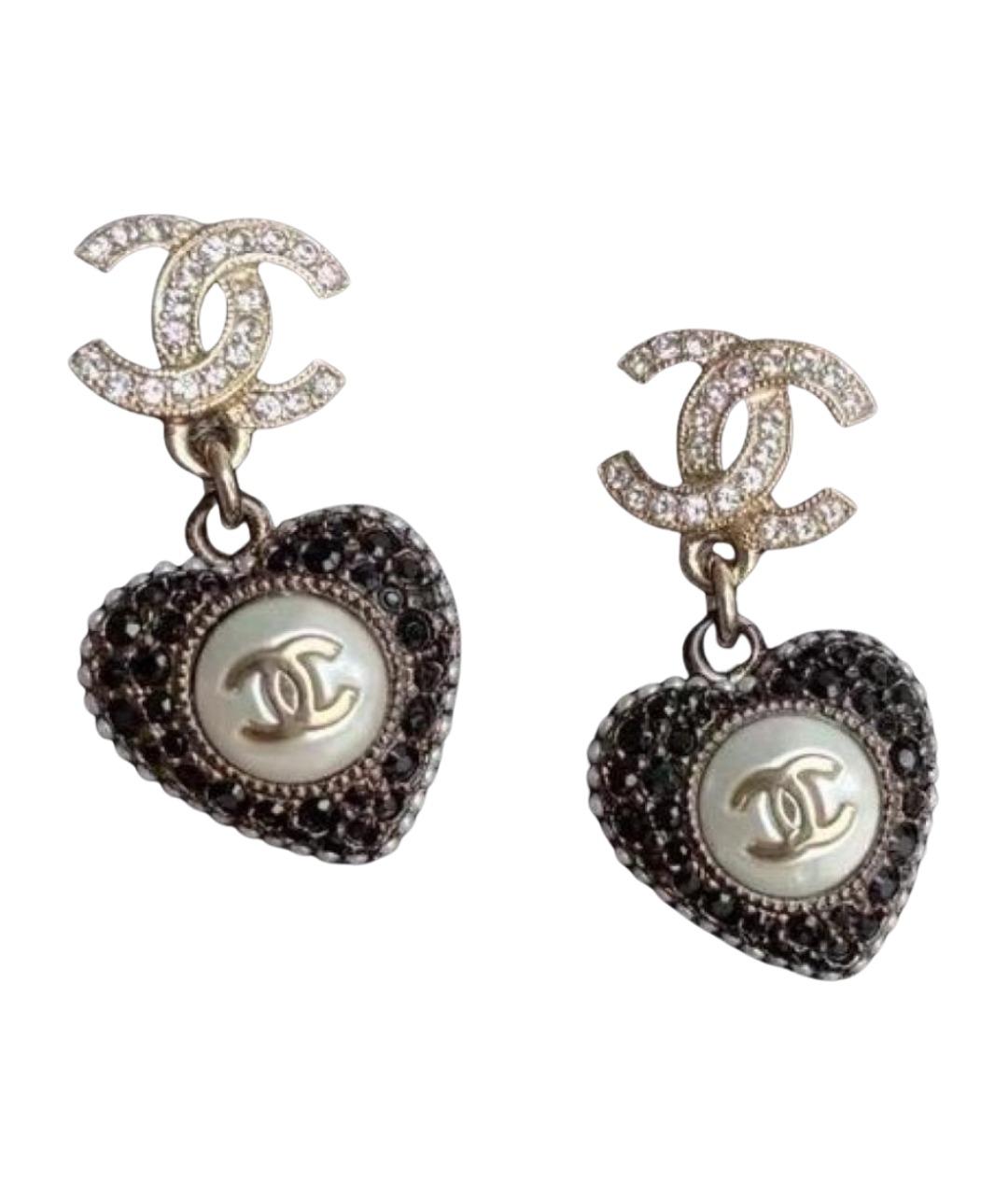 CHANEL Черные металлические серьги, фото 1
