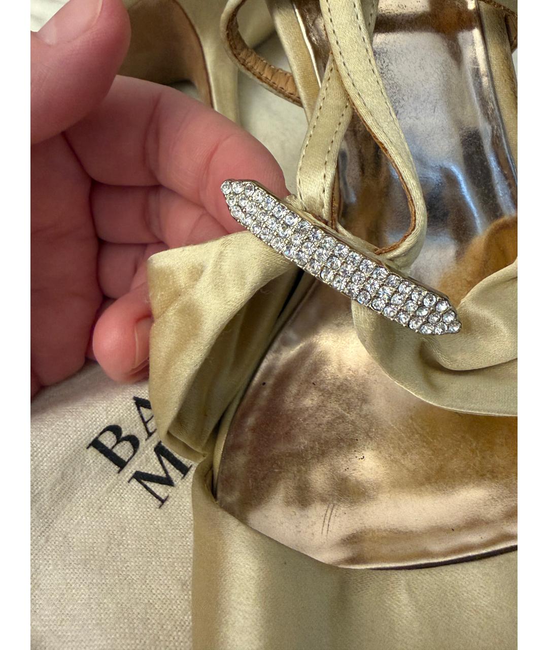 BADGLEY MISCHKA Золотые кожаные босоножки, фото 5