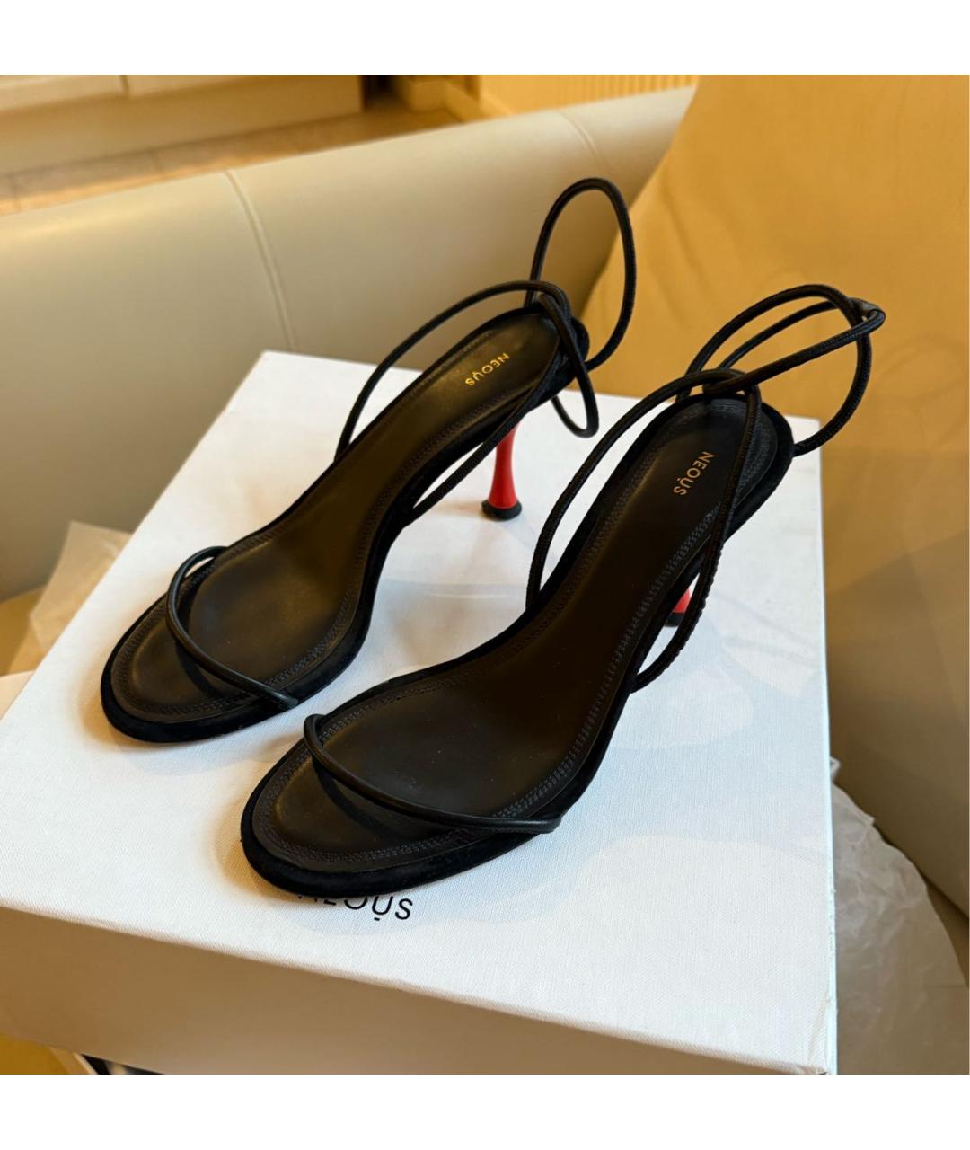 NEOUS Черные кожаные босоножки, фото 8