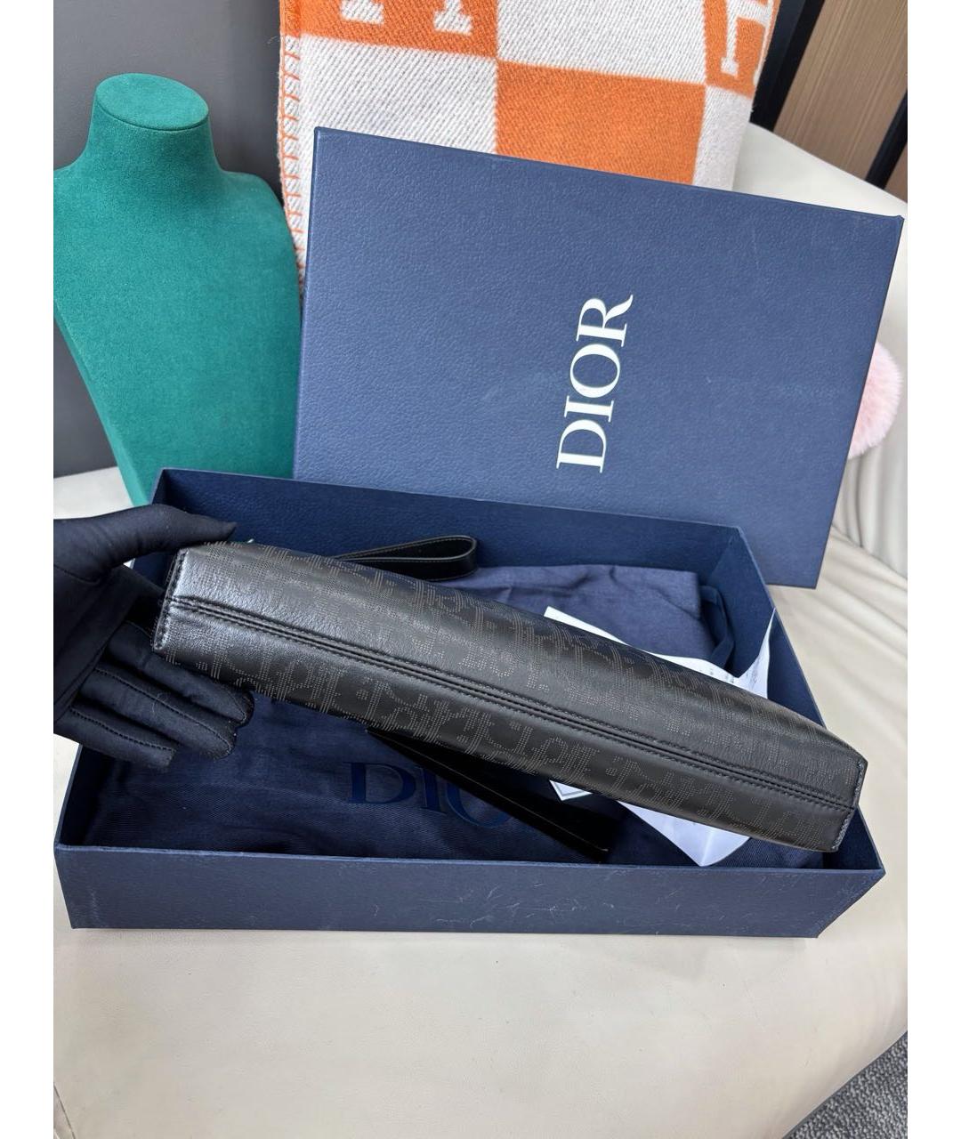 CHRISTIAN DIOR Черная кожаная барсетка, фото 6