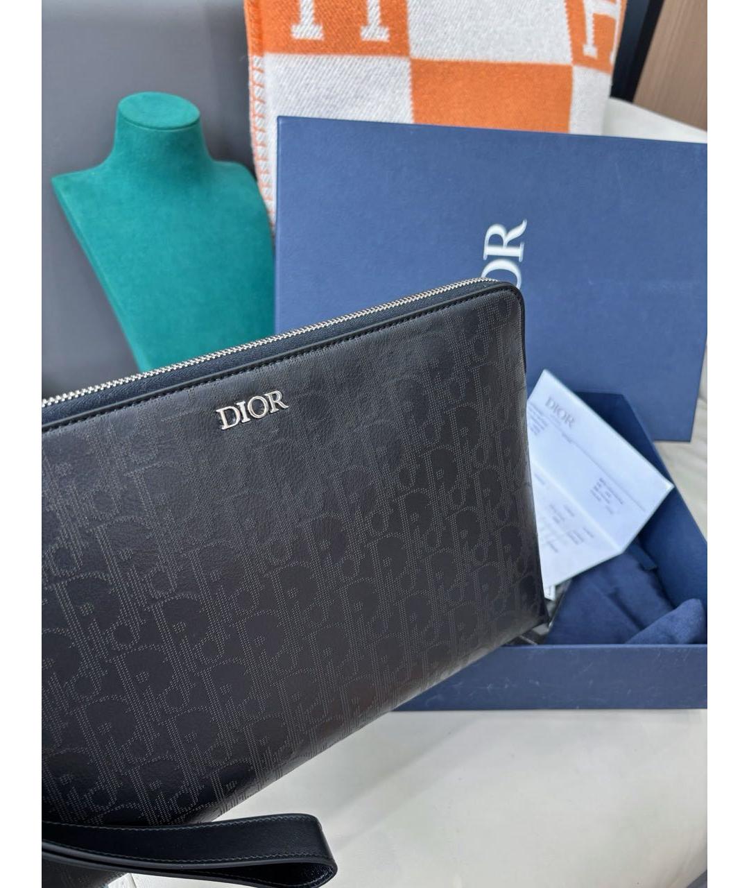 CHRISTIAN DIOR Черная кожаная барсетка, фото 3