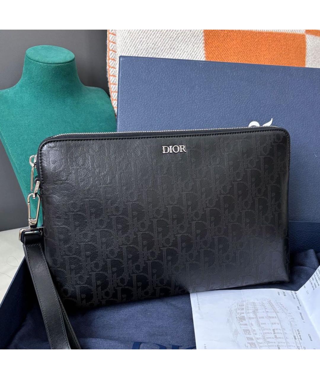 CHRISTIAN DIOR Черная кожаная барсетка, фото 2