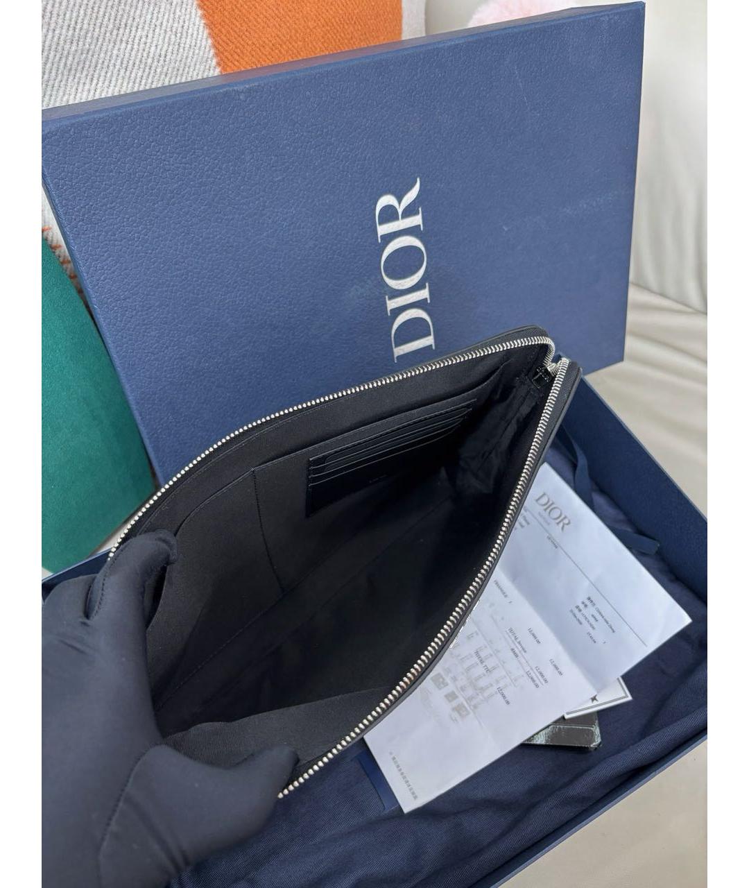 CHRISTIAN DIOR Черная кожаная барсетка, фото 8