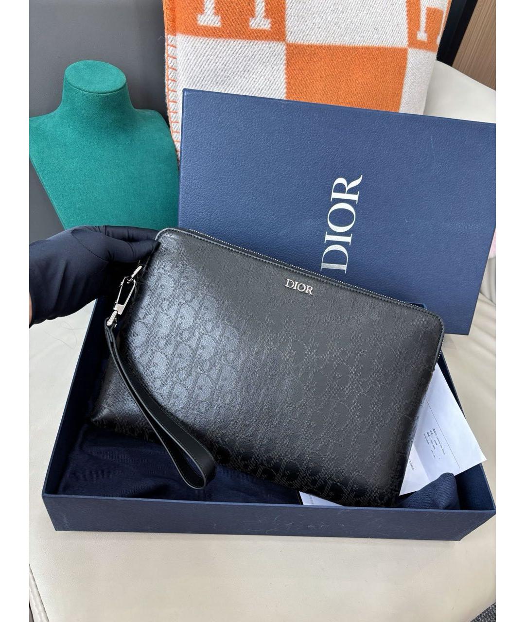 CHRISTIAN DIOR Черная кожаная барсетка, фото 9