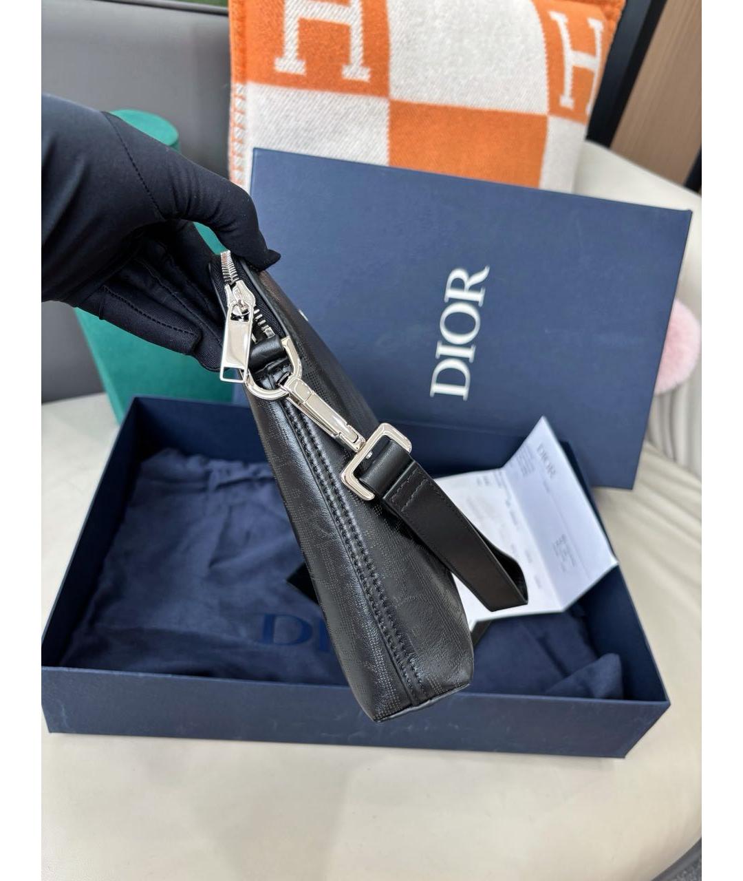 CHRISTIAN DIOR Черная кожаная барсетка, фото 4
