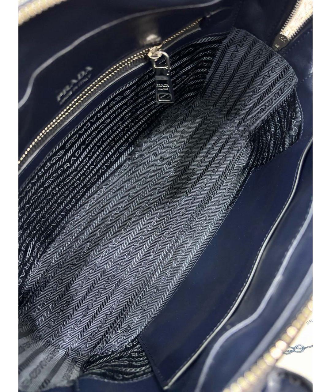 PRADA Темно-синяя кожаная сумка с короткими ручками, фото 8