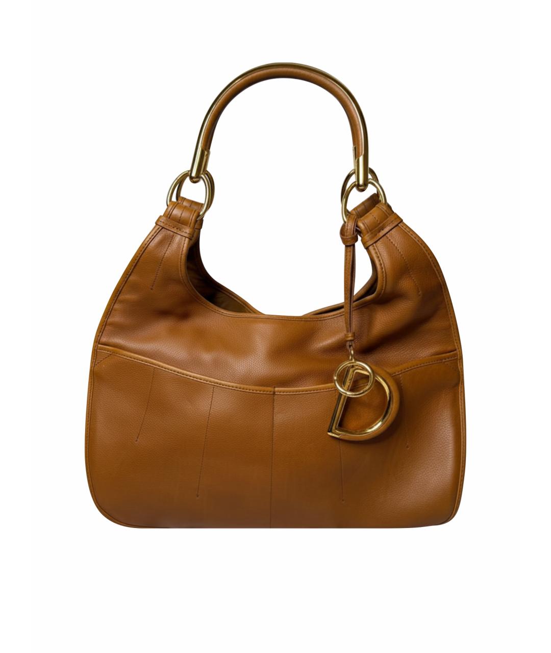 CHRISTIAN DIOR Коричневая кожаная сумка с короткими ручками, фото 1