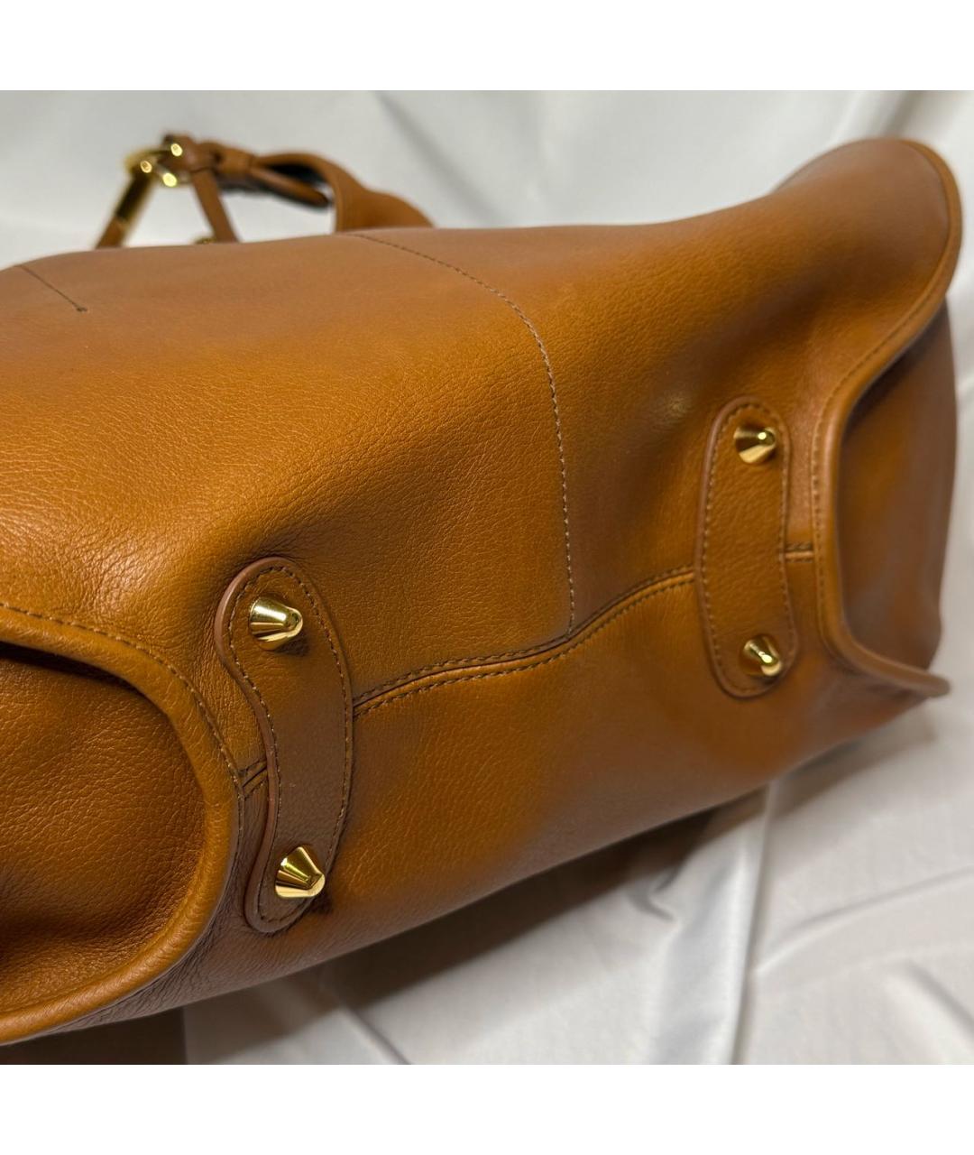 CHRISTIAN DIOR Коричневая кожаная сумка с короткими ручками, фото 4