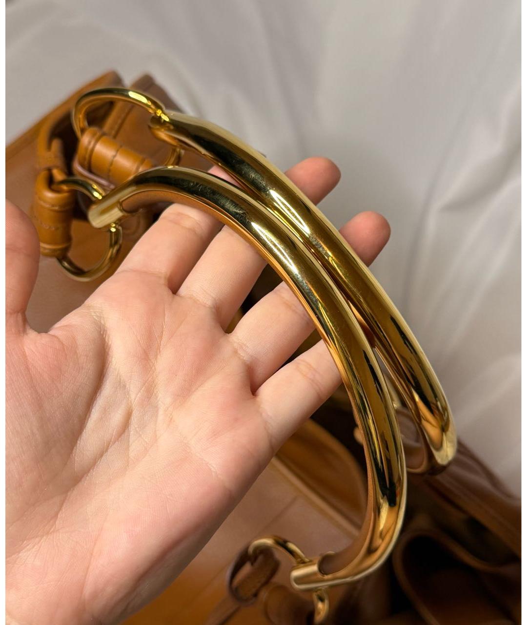 CHRISTIAN DIOR Коричневая кожаная сумка с короткими ручками, фото 6