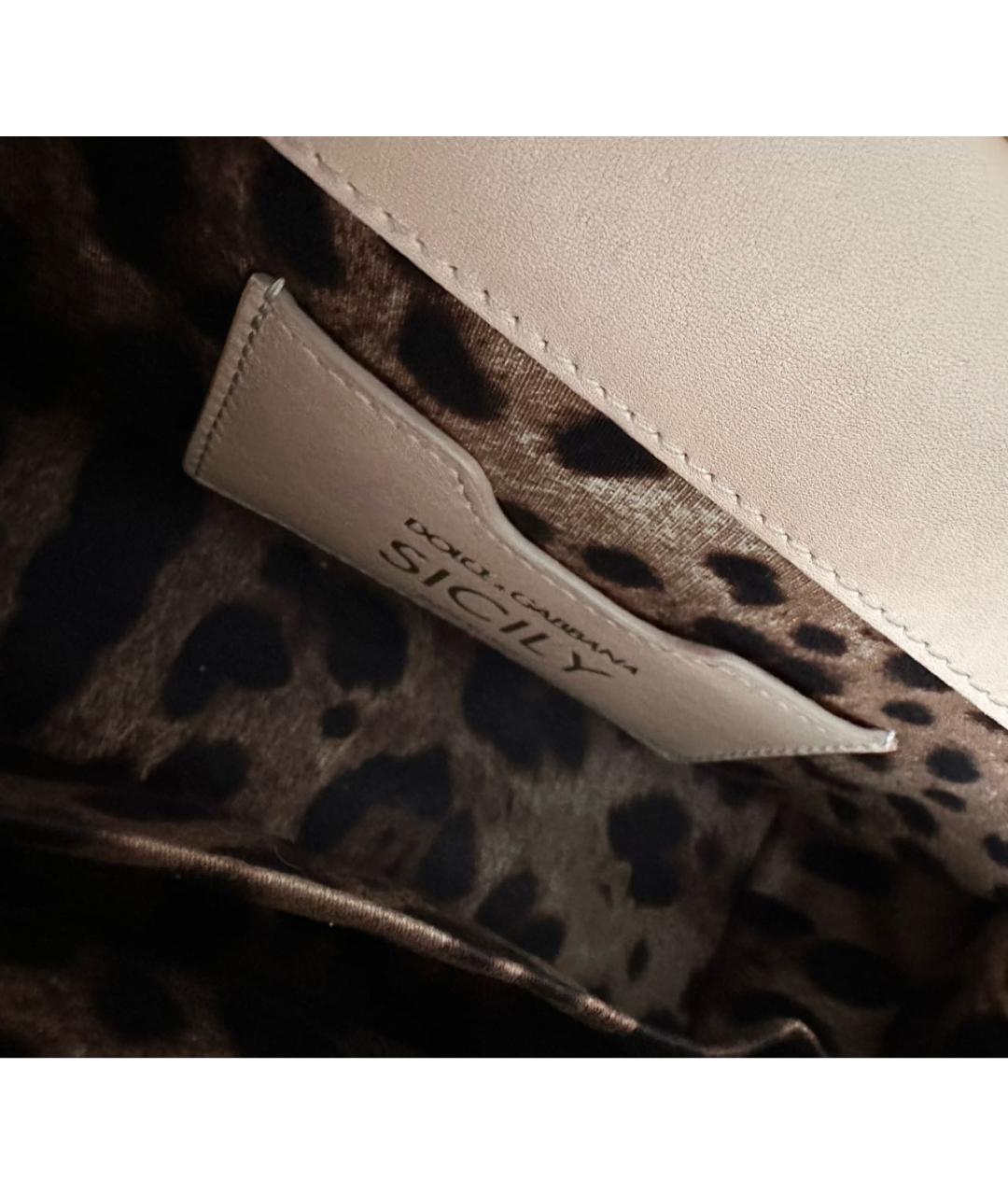 DOLCE&GABBANA Бежевая кожаная сумка через плечо, фото 4