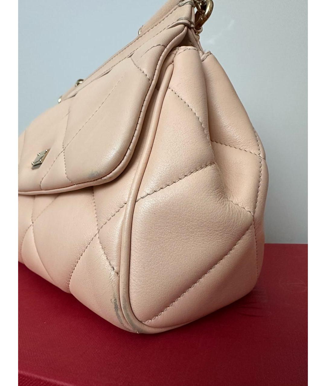 DOLCE&GABBANA Бежевая кожаная сумка через плечо, фото 7