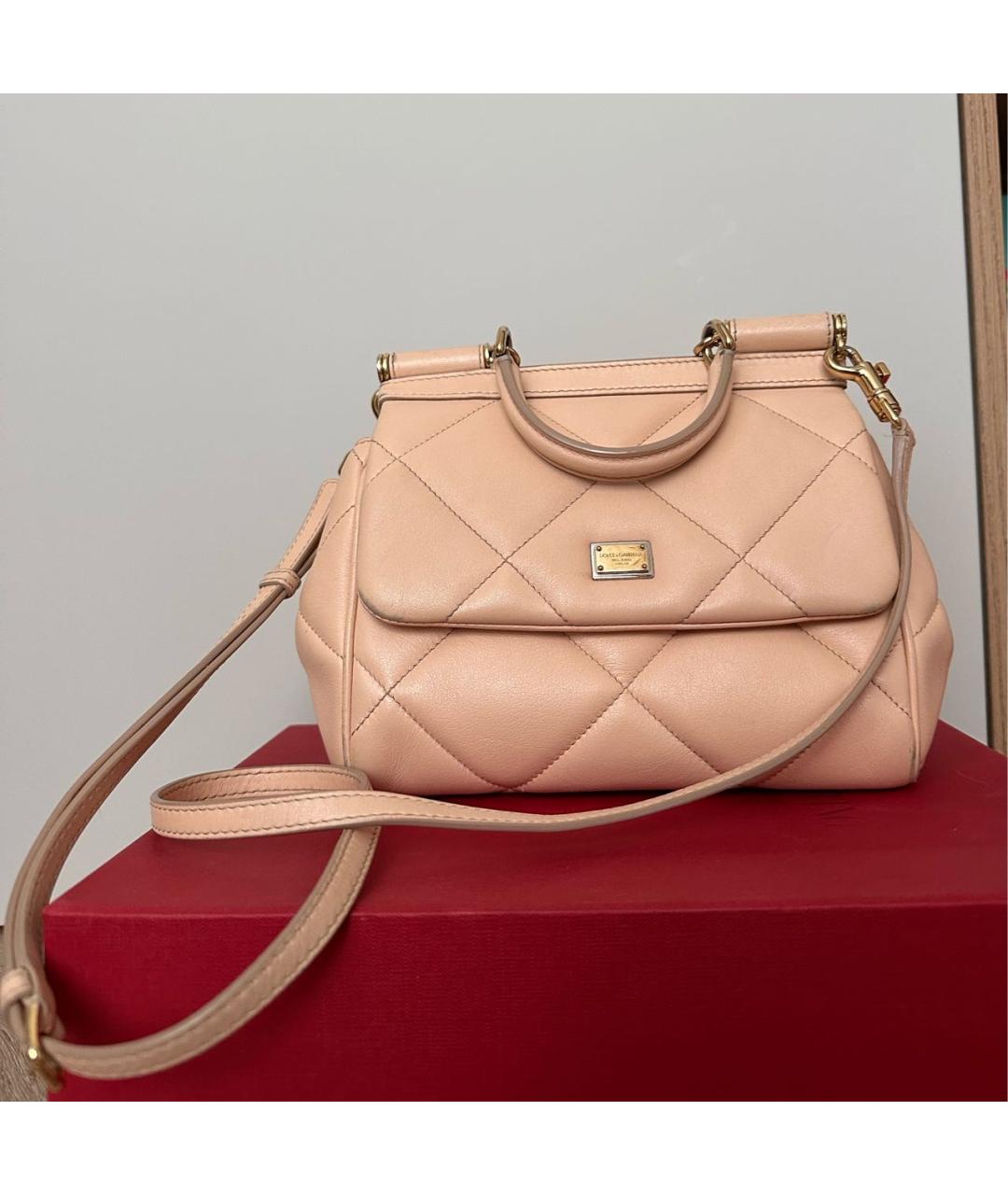 DOLCE&GABBANA Бежевая кожаная сумка через плечо, фото 5