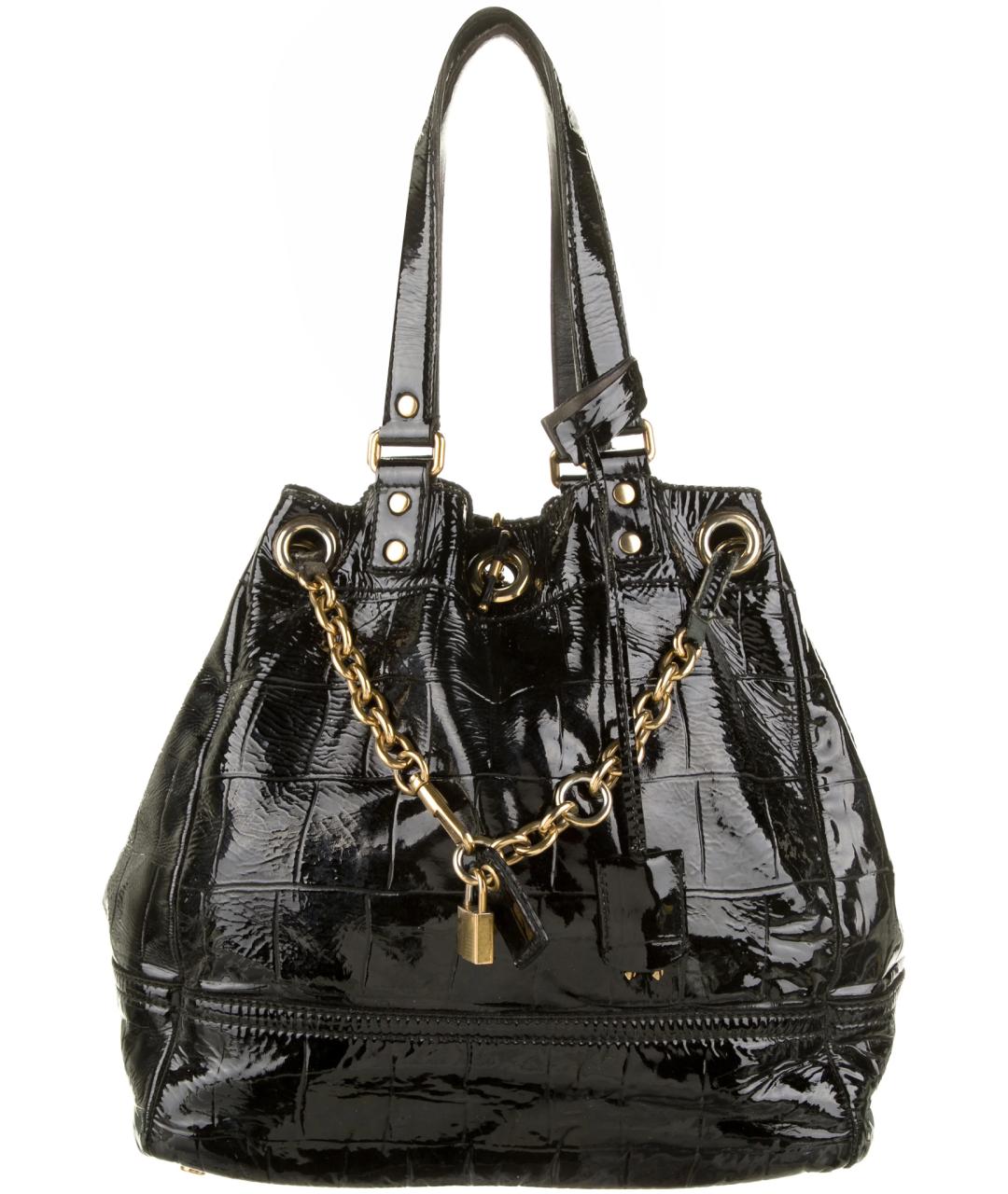 YVES SAINT LAURENT VINTAGE Черная сумка через плечо из лакированной кожи, фото 1