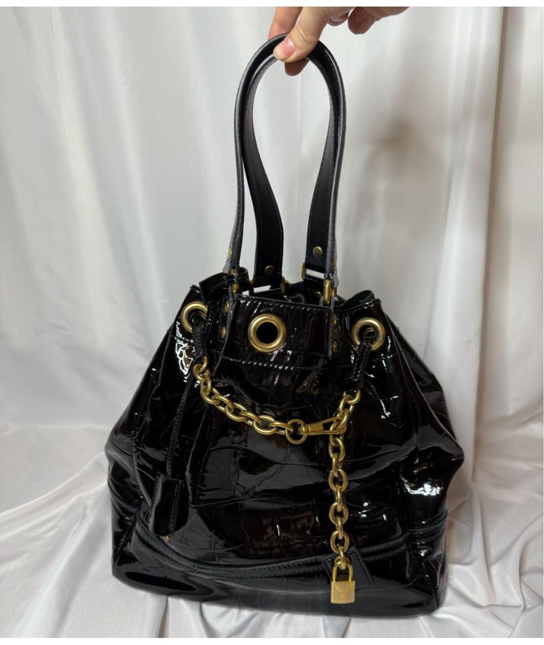 YVES SAINT LAURENT VINTAGE Черная сумка через плечо из лакированной кожи, фото 8