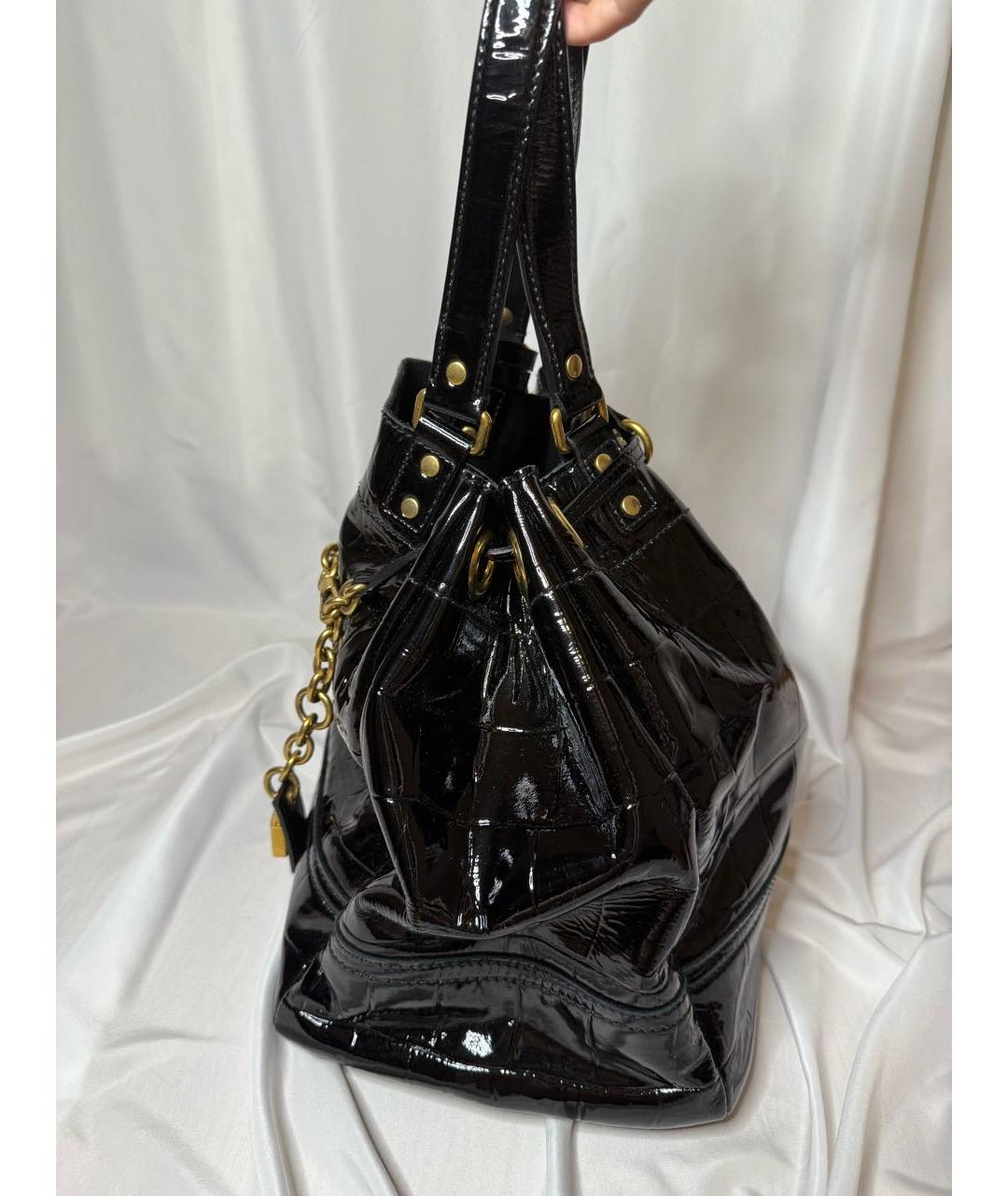 YVES SAINT LAURENT VINTAGE Черная сумка через плечо из лакированной кожи, фото 3