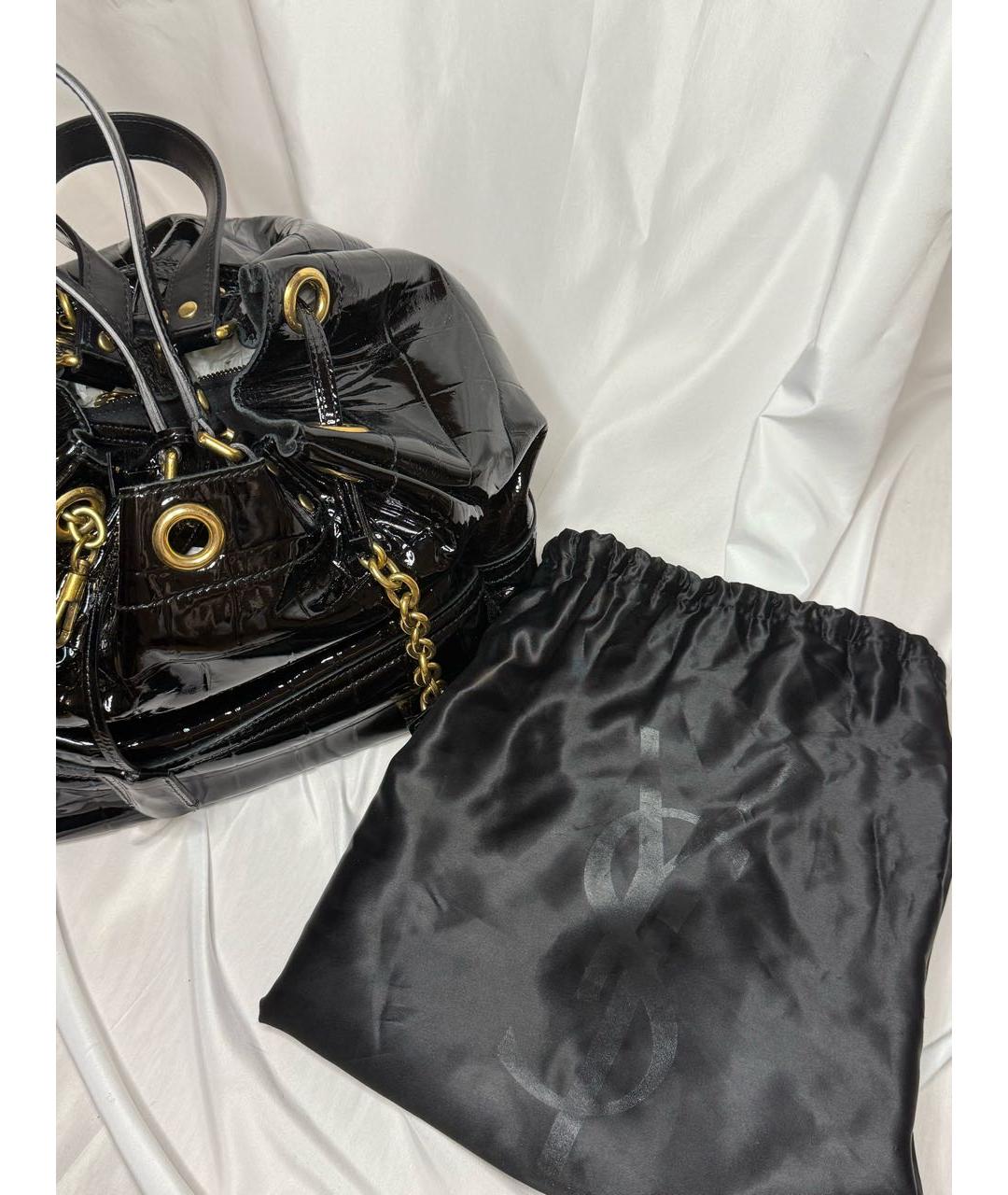 YVES SAINT LAURENT VINTAGE Черная сумка через плечо из лакированной кожи, фото 7