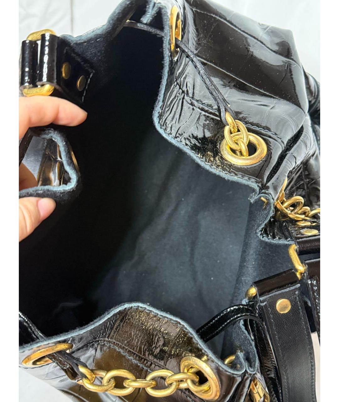 YVES SAINT LAURENT VINTAGE Черная сумка через плечо из лакированной кожи, фото 6