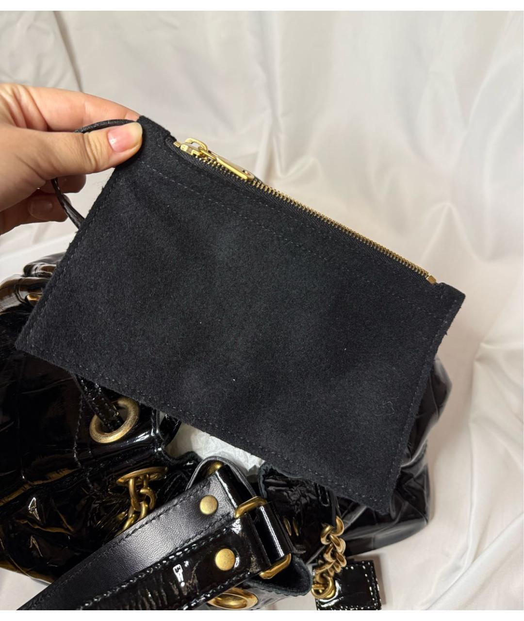 YVES SAINT LAURENT VINTAGE Черная сумка через плечо из лакированной кожи, фото 5