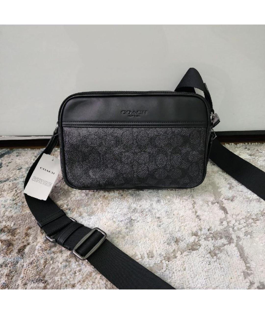 COACH Черная кожаная сумка на плечо, фото 3
