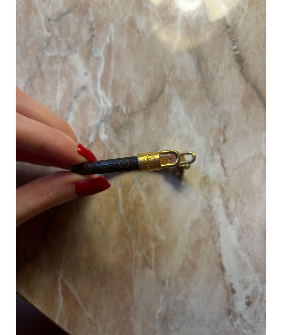 LOUIS VUITTON Коричневый кожаный браслет, фото 4