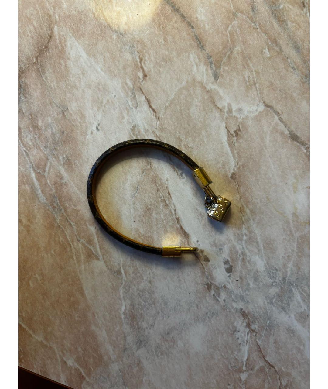 LOUIS VUITTON Коричневый кожаный браслет, фото 5