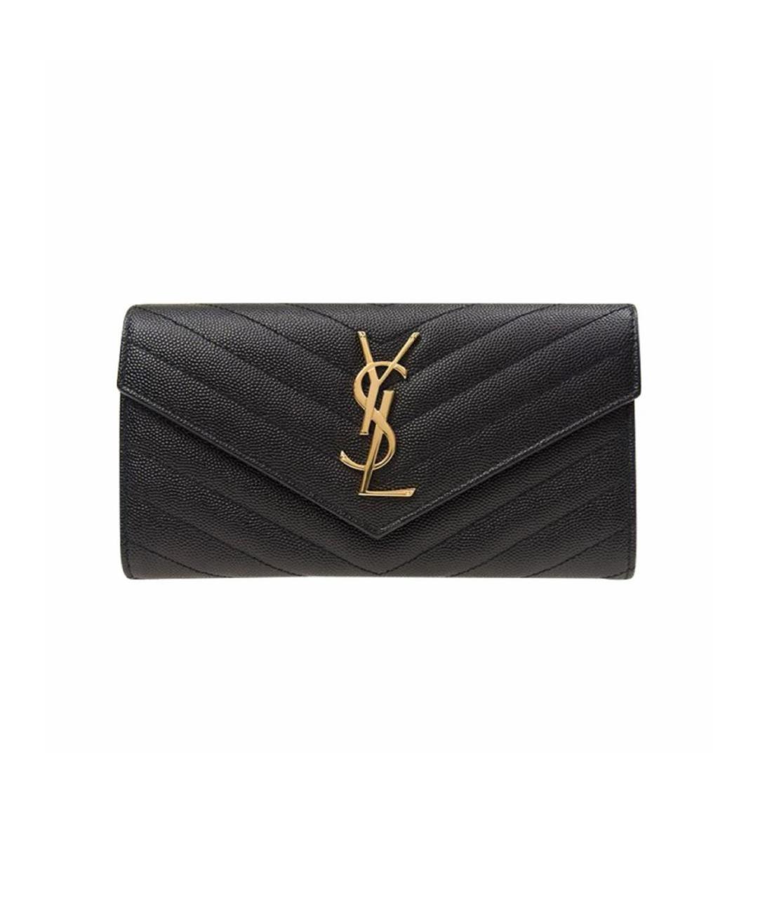 SAINT LAURENT Черный кожаный кошелек, фото 1