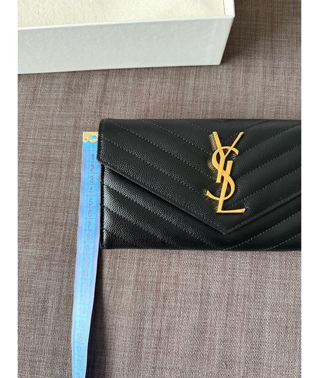 SAINT LAURENT Черный кожаный кошелек, фото 7