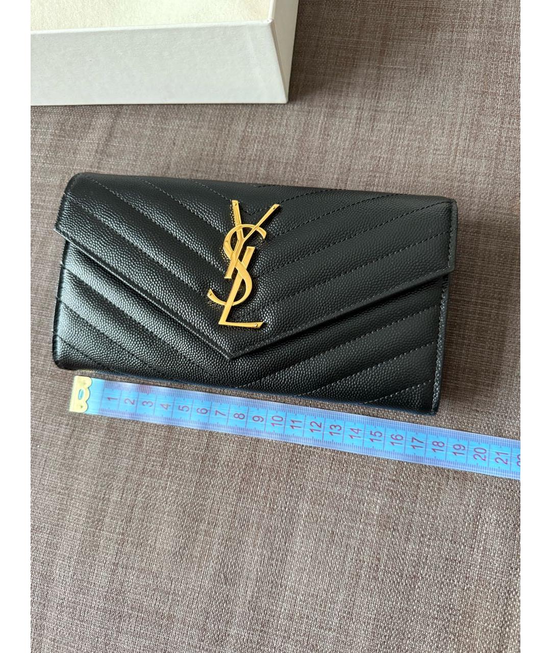 SAINT LAURENT Черный кожаный кошелек, фото 6