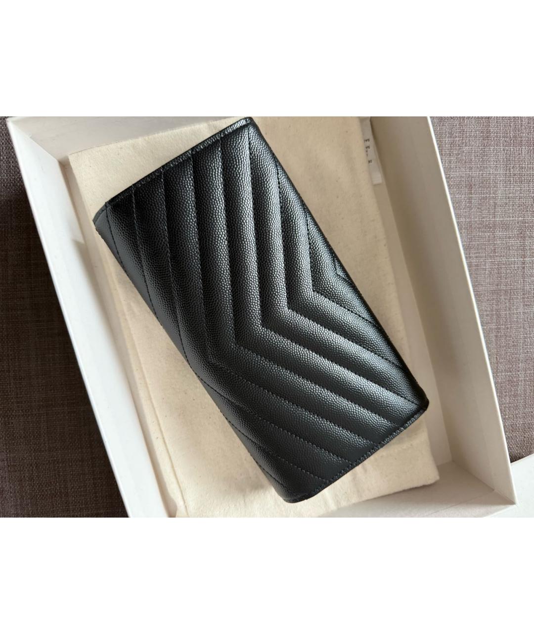 SAINT LAURENT Черный кожаный кошелек, фото 3