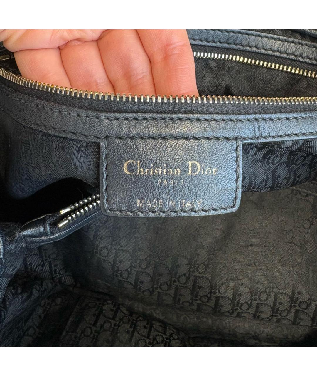 CHRISTIAN DIOR Черная кожаная сумка тоут, фото 7