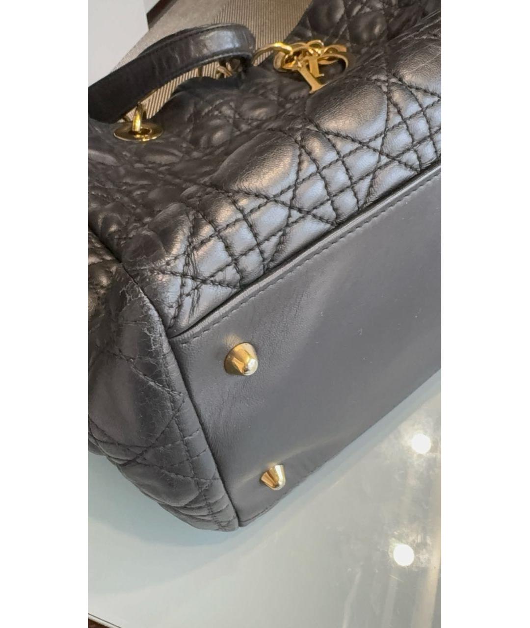 CHRISTIAN DIOR Черная кожаная сумка тоут, фото 4