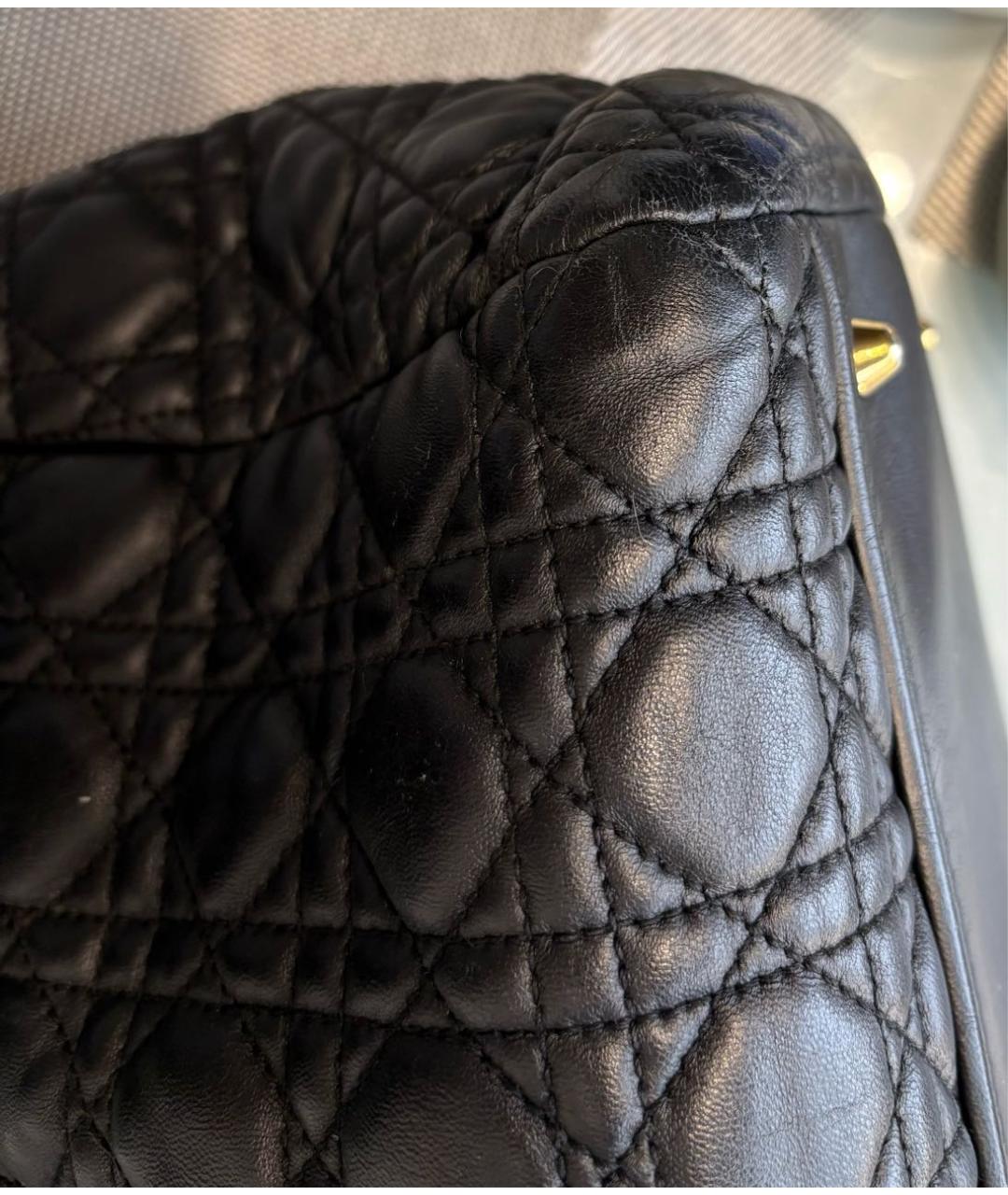 CHRISTIAN DIOR Черная кожаная сумка тоут, фото 3