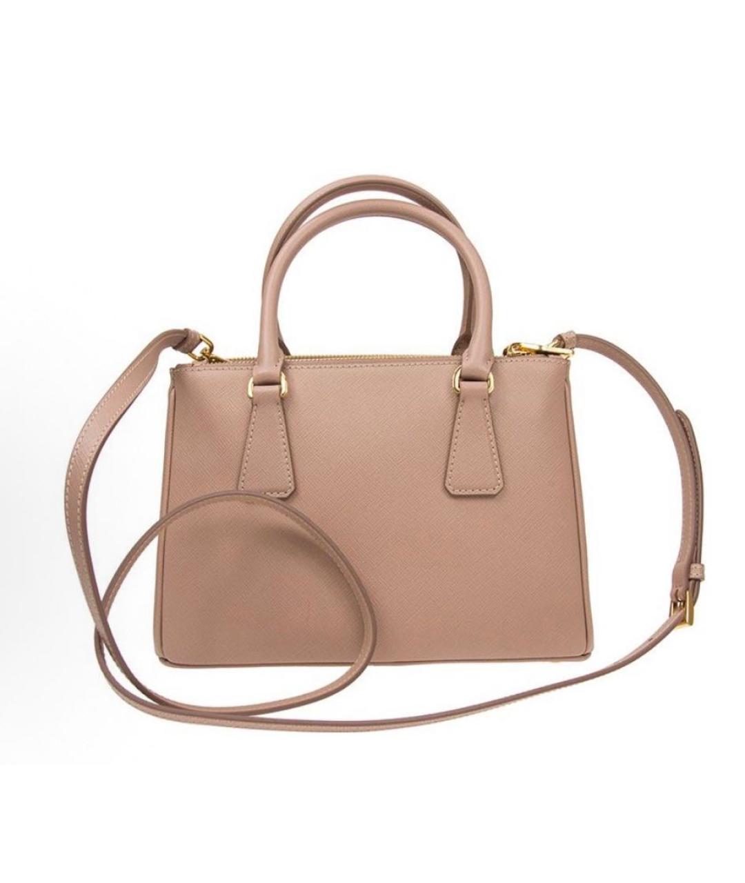 PRADA Бежевая кожаная сумка с короткими ручками, фото 3