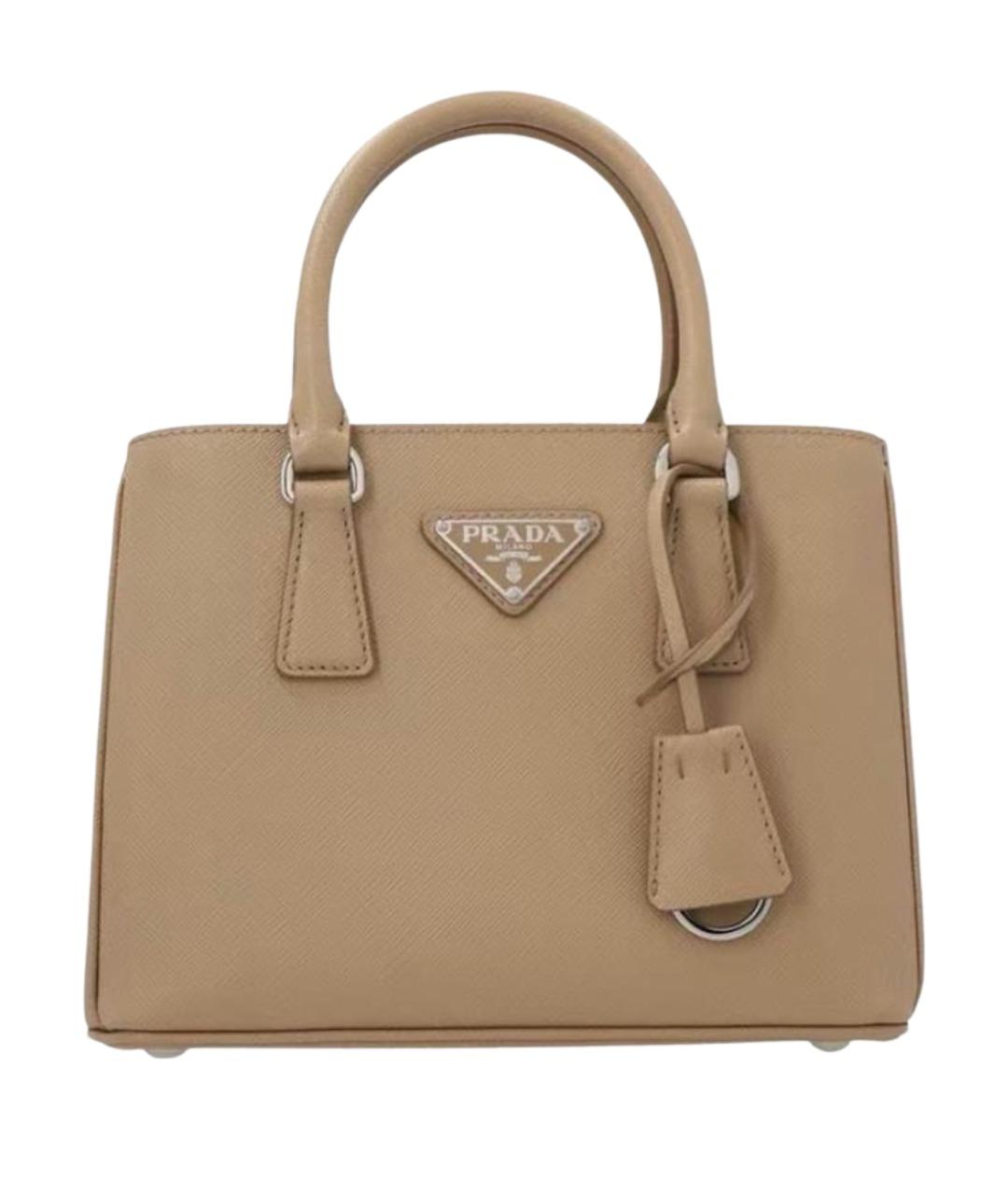PRADA Бежевая кожаная сумка с короткими ручками, фото 1