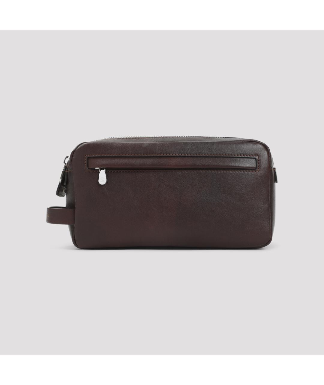 BRUNELLO CUCINELLI Коричневая кожаная барсетка, фото 3