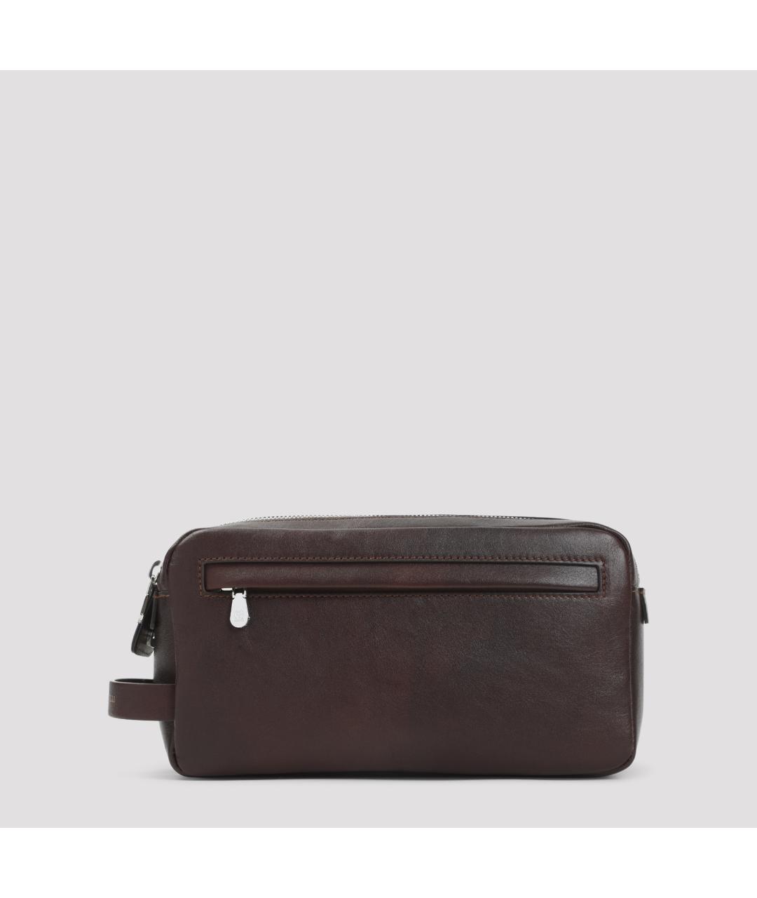 BRUNELLO CUCINELLI Коричневая кожаная барсетка, фото 2