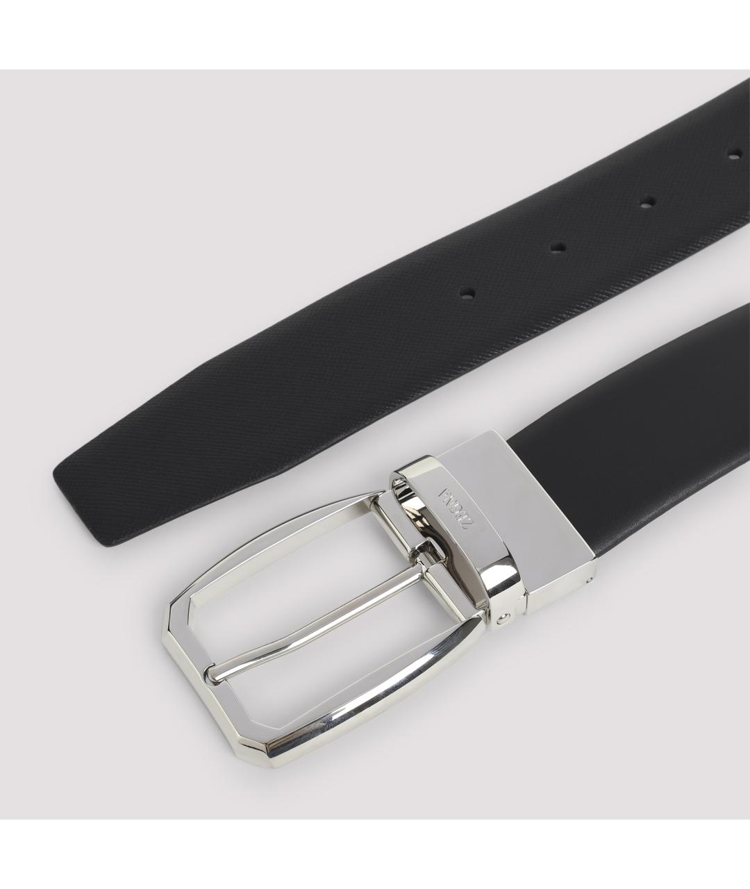 ZEGNA Черный кожаный ремень, фото 2