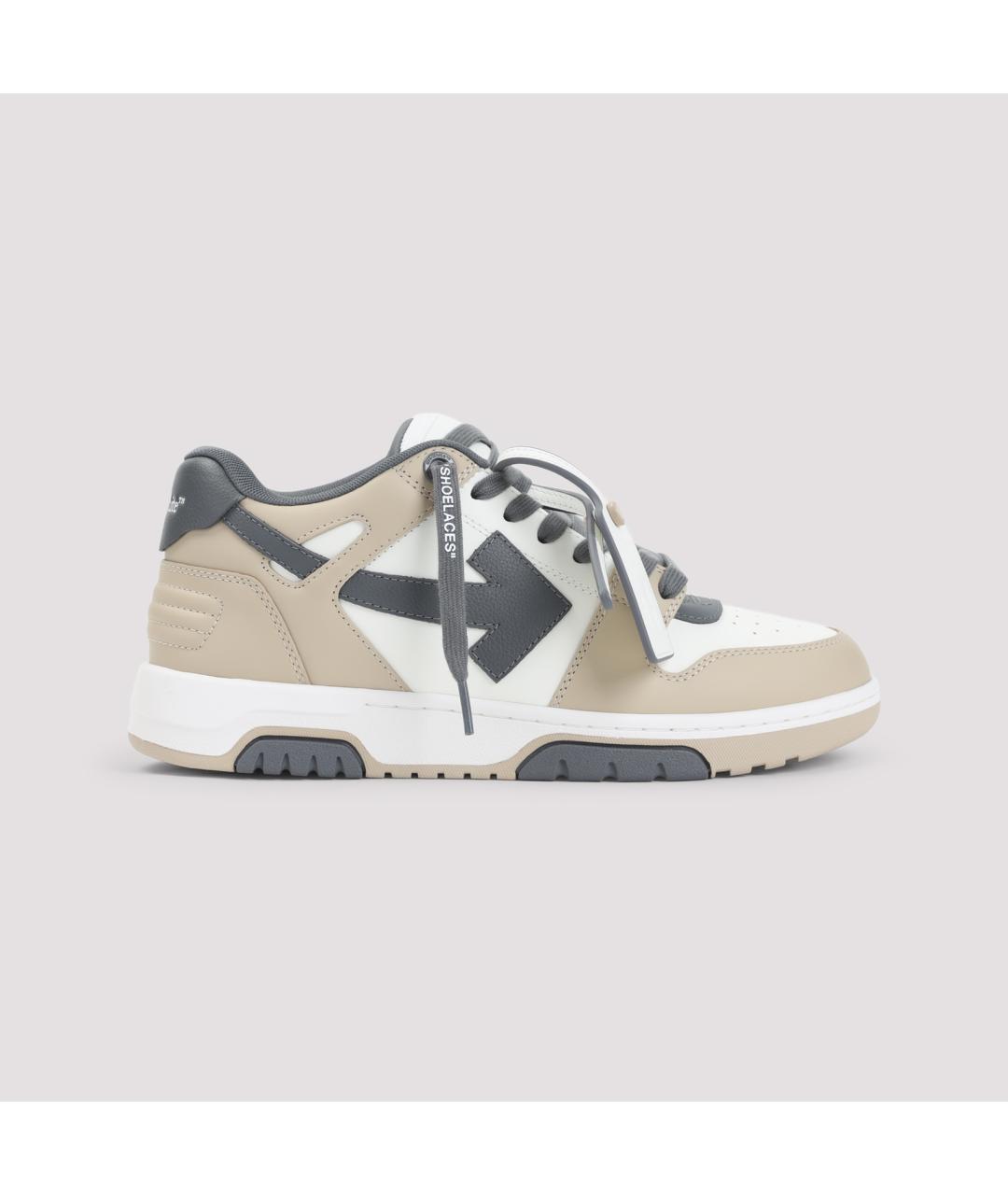 OFF-WHITE Бежевые кожаные низкие кроссовки / кеды, фото 2