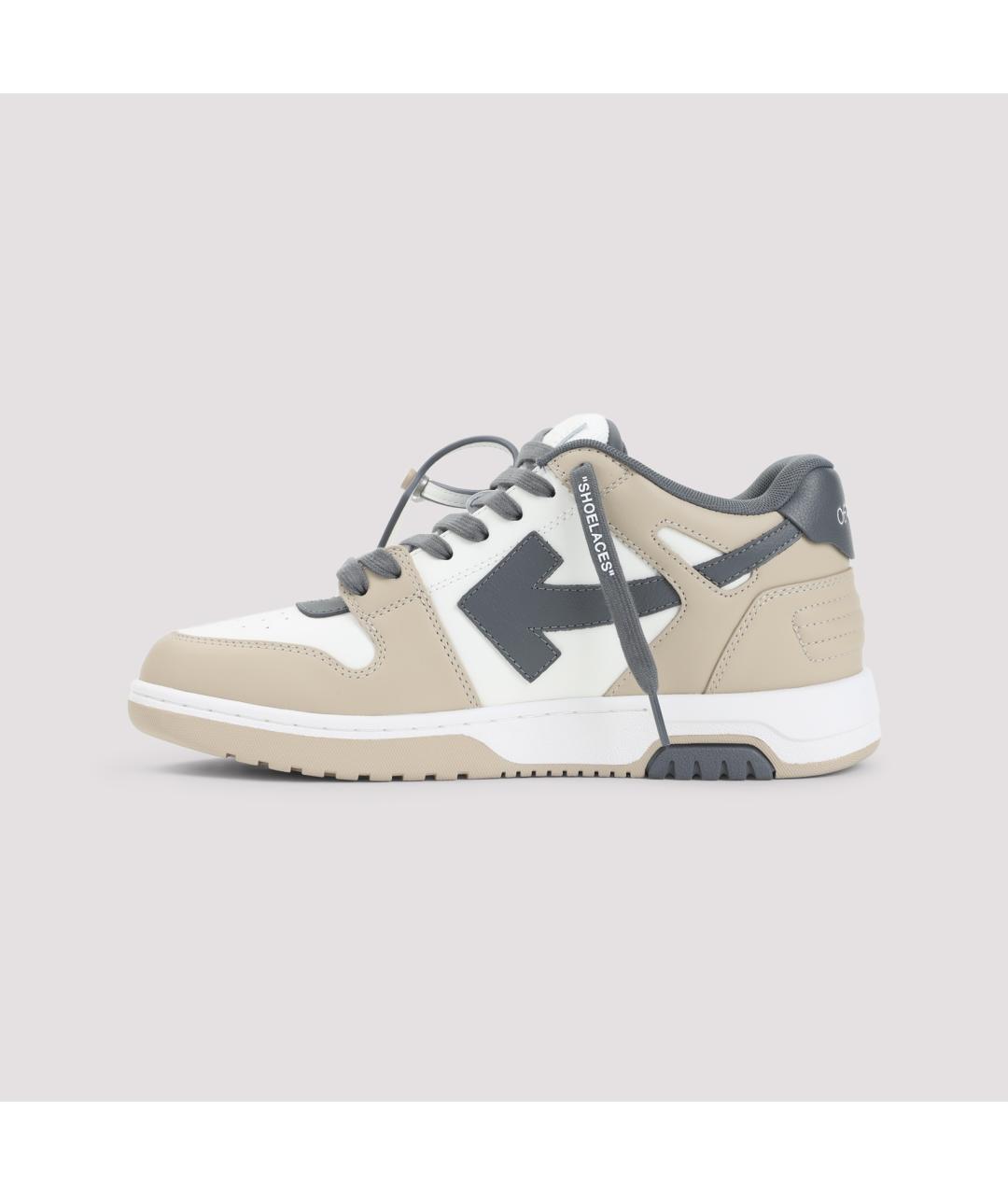 OFF-WHITE Бежевые кожаные низкие кроссовки / кеды, фото 3